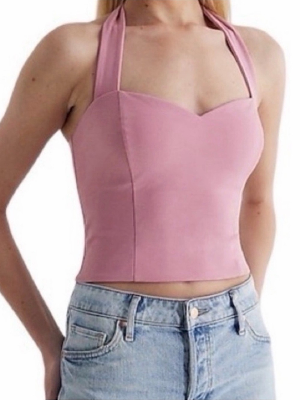 NWOT EXPRESS Pink Halter neck Crop Top
